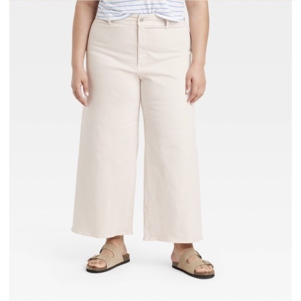 Universal Thread Womens Beige High Rise  Sailor Wide Leg Jeans Size 17 NWT